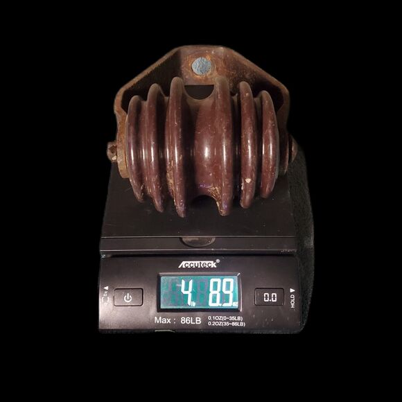 VTG Porcelain Spool Electrical Insulator Pineapple & Steel Mounting Bracket #2 - Picture 5 of 5